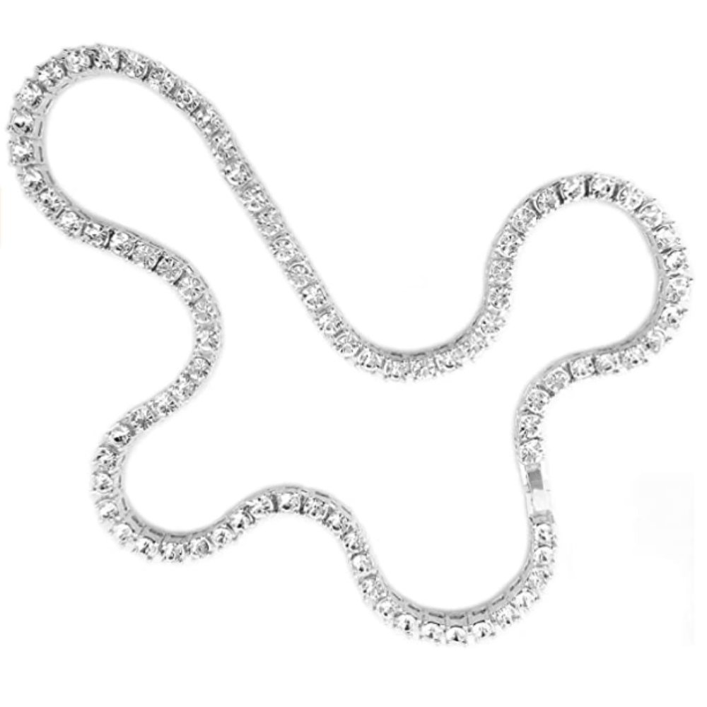 18k White Gold Tennis Chain Necklace w/ CZ Diamond - Picture 4 of 5